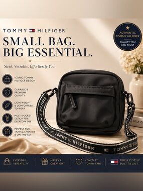Tommy Hilfiger Black Belt Bag with Logo Strap